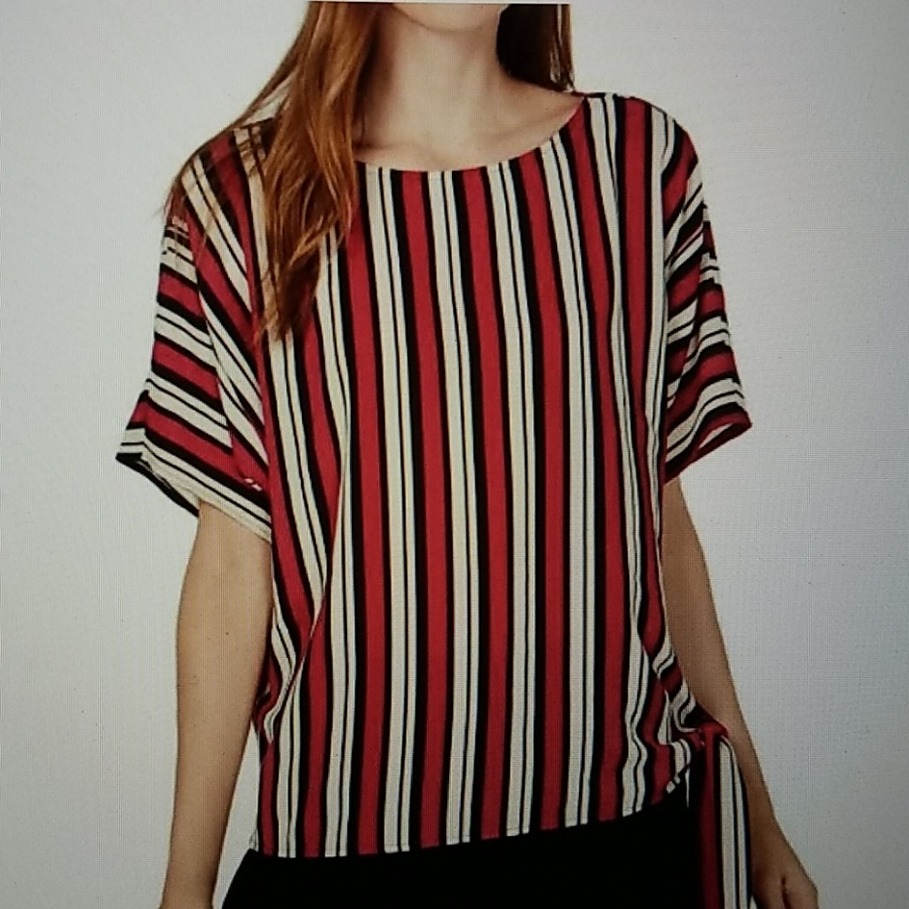 NWT Michael Kors fuchsia pink stripe side knot top